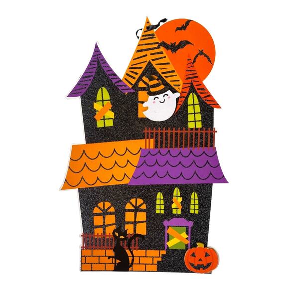 Haunted House Halloween Sign & Ribbon Bundle | DIY Wreath Making Kit Supplies - Picture 2 of 5